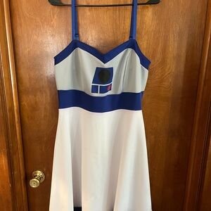 Blue and White Dress with R2D2 Design